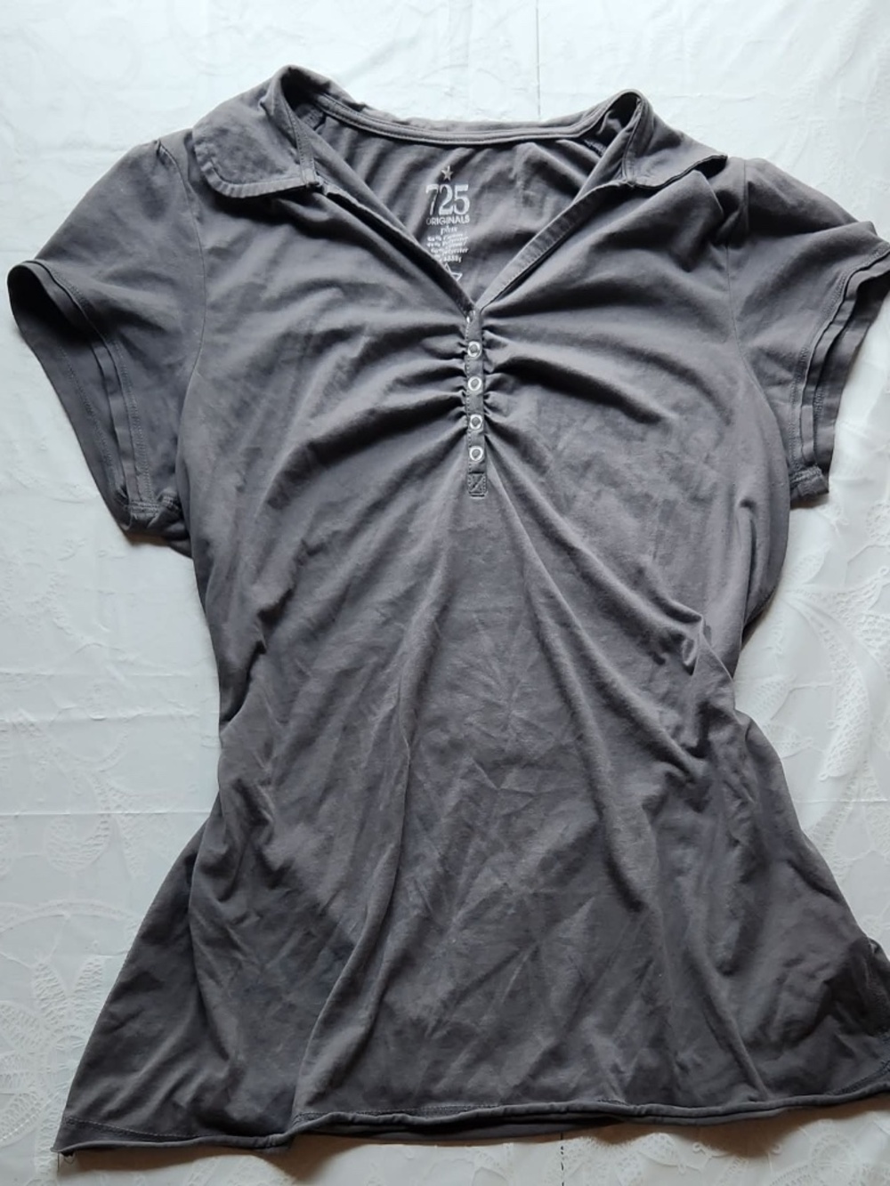 725 Originals Y2K Buttoned Gray T-Shirt